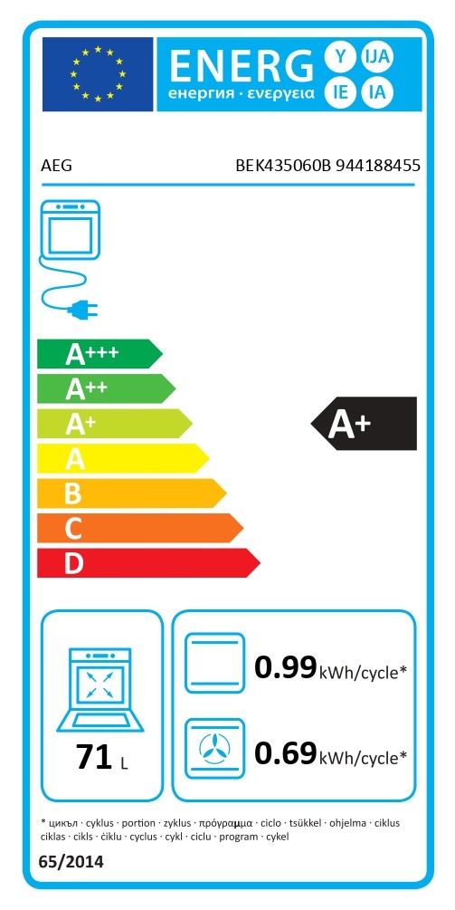 AEG BEK435060B 944188455 Energielabel